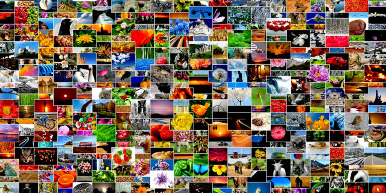 Viele digitale Fotos in einer Bildcollage – Symbolbild für das sichere Speichern und Organisieren von Familienfotos