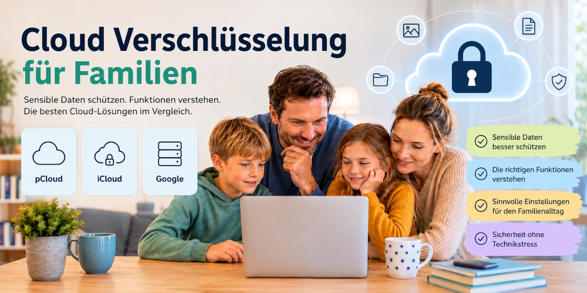 Cloud Verschlüsselung für Familien mit pCloud, iCloud und Google im Vergleich